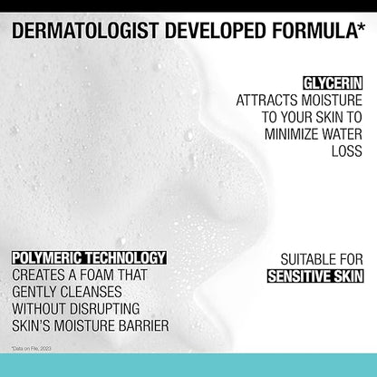 Neutrogena Fragrance Free Ultra Gentle Foaming Daily Cleanser, Hydrating Face Wash for Sensitive Skin, Removes Makeup & Gently Cleanses Without Over Drying, Hypoallergenic, 16 fl. oz