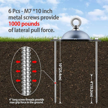 Dog Tie Out Cable and Stake, 360° Swivel Dog Stake with 30FT Nylon Cable and 6 Stainless Steel Screw Anchors, No Tangle Heavy Duty Dog Runner for Large Dogs Up to 150LBS for Yard Park Outdoor Camping