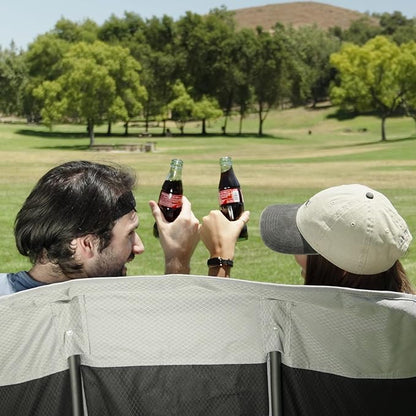 SUNNYFEEL Folding Double Camping Chair, Oversized Loveseat Chair, Heavy Duty Portable/Foldable Lawn Chair with Storage for Outside/Outdoor/Travel/Picnic, Fold Up Camp Chairs for Adults 2 People