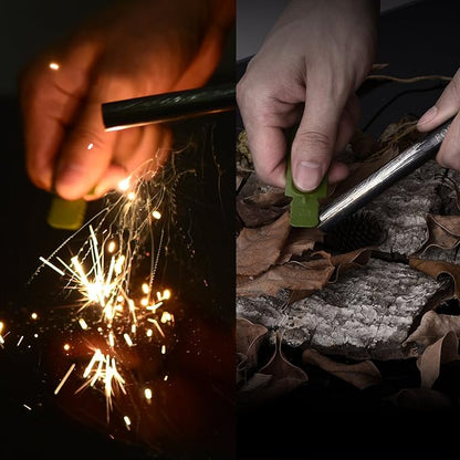 FOSTAR 2PCS Upgrade Ferro Rod Flint Fire Starter, 1/2 Inch X 5 Inch Thick Fire Steel Rod with a Scraper Drilled A Lanyard Hole Perfect for Camping, Hiking, Survival