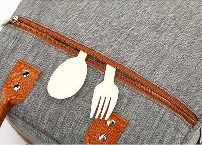 FlowFly Insulated Lunch Bag With Shoulder Strap for Women, Men, and Kids, Large and Reusable, Handle, Freezable Work and School Travel Tote and Meal Prep Organizer,Grey