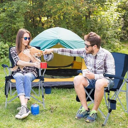 Camping Chair for Adults,Portable Folding Lawn Chair for Outside,Heavy Duty Camping Chair Support up to 330lbs,Collapsible Outdoor Beach Chair with Cup Holder(Navy Blue)