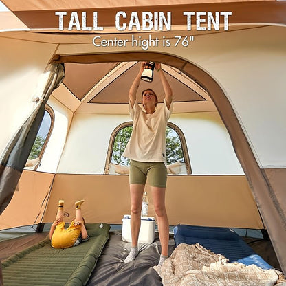 PORTAL 6 | 8 | 10 Person Family Camping Tent with Porch, Big Family Camping Tent with Tall Height, Good Ventilation, Water Resitant Large Tent for Outdoor Camping, Backyard