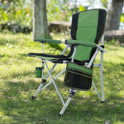 Camping Chair for Adults,Portable Folding Lawn Chair for Outside,Heavy Duty Camping Chair Support up to 330lbs,Collapsible Outdoor Beach Chair with Cup Holder(Green)