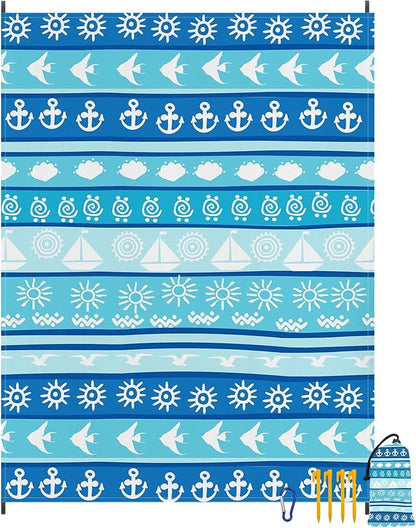 Large Beach Blanket Waterproof Sandproof 108"x 82" for 1-6 Adults,Quick Drying Beach Mat,Lightweight & Durable,Beach Essentials for Family Beach Camping Travel Picnic