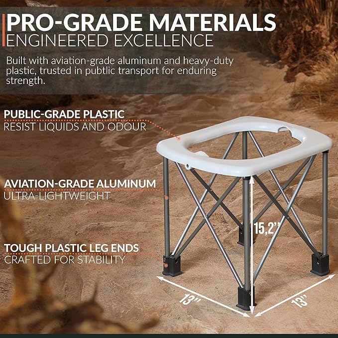 Camping Toilet, Portable Toilet, with Ultralight Aluminum Frame, XL high, Up to 350lb, Portable Toilet for Camping, Portable Toilet for Adults, XL Folding seat