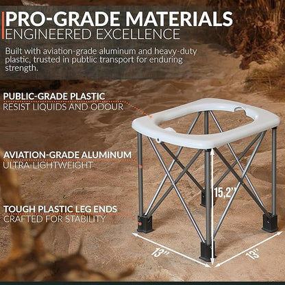 Camping Toilet, Portable Toilet, with Ultralight Aluminum Frame, XL high, Up to 350lb, Portable Toilet for Camping, Portable Toilet for Adults, XL Folding seat