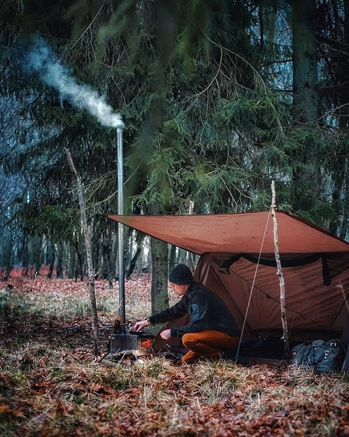 OneTigris Backwoods Bungalow Bushcraft Shelter 2.0, Ultralight Backpacking Tent with with Porch for Camping Hiking Backpacking Motorcycle Kayak Bushcrafters
