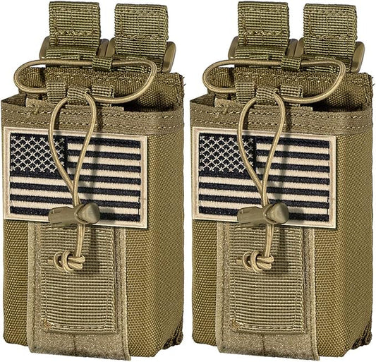 IronSeals 2 Pack Tactical Molle Adjustable Interphone Storage Bag Outdoor Sports Radio Pouch for Two Ways Walkie-talkie