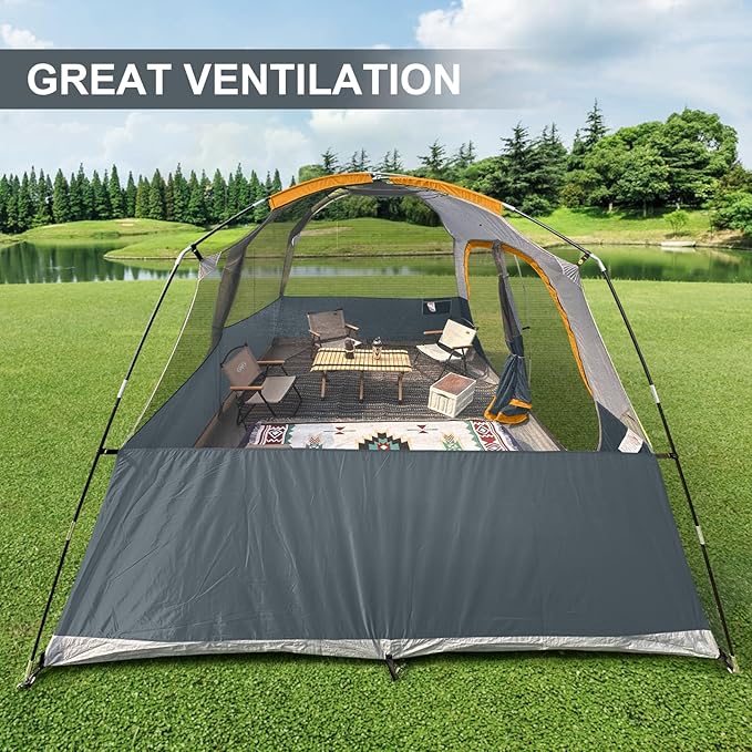 CAMPROS CP Tent 8 Person Camping Tents, Waterproof Windproof Family Tent with Top Rainfly, Large Mesh Windows, Double Layer, Easy Set Up, Portable with Carry Bag, for All Seasons