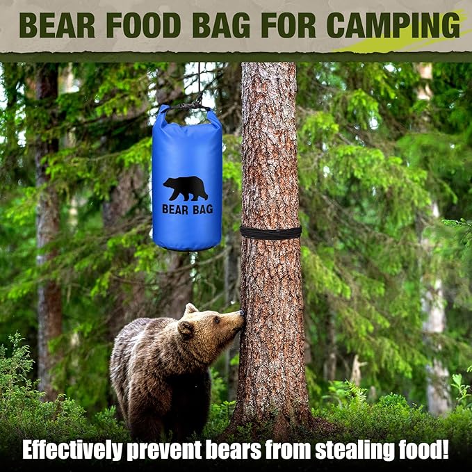 1 Set Bear Food Bag for Camping Ultralight Food Bag Hanging System Includes Waterproof Bear Bag, Nylon Ropes, Hooks for Camping Backpacking