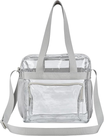USPECLARE Clear Tote Stadium Approved, Security Travel & Gym Clear Bag for Work Sports Games Concerts