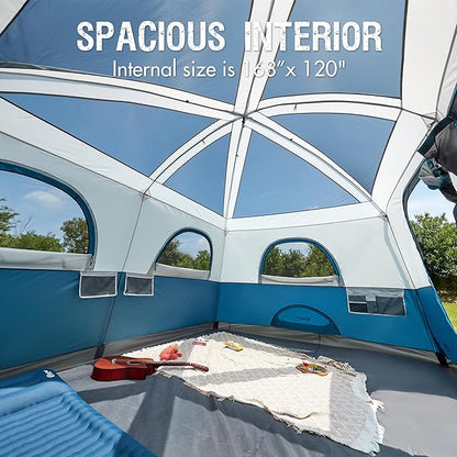 PORTAL 6 | 8 | 10 Person Family Camping Tent with Porch, Big Family Camping Tent with Tall Height, Good Ventilation, Water Resitant Large Tent for Outdoor Camping, Backyard