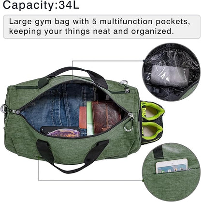 Kuston Sports Small Gym Bag for Men and Women Travel Duffel Bag Workout Bag with Shoes Compartment&Wet Pocket
