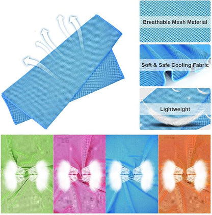 Cooling Towel,Vofler [4 Pack] Cool Towels Microfiber Chilly Ice Cold Head Band Bandana Neck Wrap (40"x 12") for Athlete Men Women Youth Kids Dogs Yoga Outdoor Golf Running Hiking Sports Camping Travel
