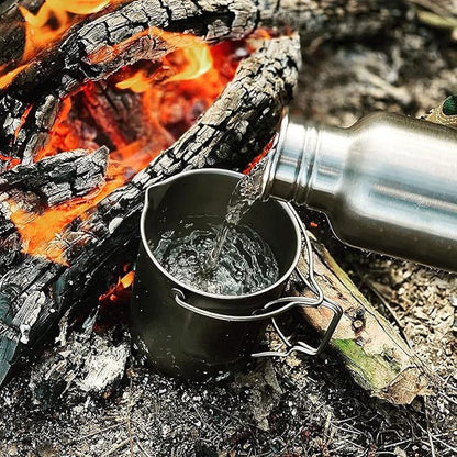 Bestargot Titanium Pot 750ml, Portable French Press | Ultralight Camping Pot for Coffee, Cooking & Survival | Compatible with Camp Stoves