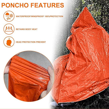 Thermal Tarp Survival Shelter Insulated Blanket Reflective 4×7 Ft, All-Weather Space Blankets Emergency Foil Mylar Thermal Blanket for Outdoor Car, Camping, Hiking and Shelter - Orange