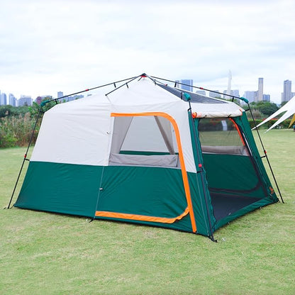 KTT Extra Large Tent 6-10-12-14 Person(B),Family Cabin Tents,2 Rooms,3 Doors and 3 Windows with Mesh,Straight Wall,Waterproof,Double Layer,Big Tent for Outdoor,Picnic,Camping,Family Gathering