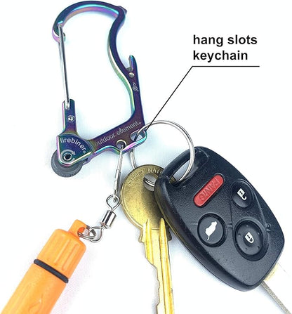 Firebiner 6-in-1 Fire-Starting Carabiner EDC Emergency Multitool -Keychain,Utility Blade,Bottle Opener,& More
