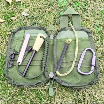 Flint and Steel Fire Starter Kit, OTXEER Ferro Rods Magnesium Fire Starter Survival Tool Camping Emergency Fire Lightning Striker, Tinder Wick Rope, Multifunctional Outdoor Bag Hook