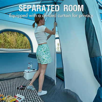 PORTAL 6 | 8 | 10 Person Family Camping Tent with Porch, Big Family Camping Tent with Tall Height, Good Ventilation, Water Resitant Large Tent for Outdoor Camping, Backyard