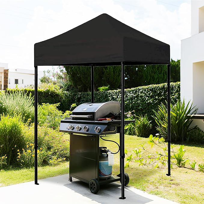Eurmax USA Printed 5x5 Pop Up Canopy Tent Commercial Instant Canopies with Heavy Duty Roller Bag,Bonus 4 Sand Weights Bags (Printed Black)