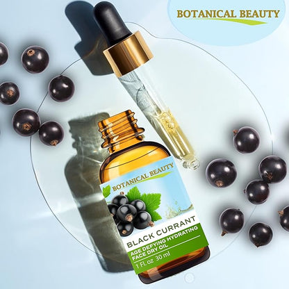 Botanical Beauty BLACK CURRANT AGE DEFYING FACE DRY OIL 100% Natural. Black Currant Oil, Evening Primrose, Grape Seed, Jojoba, Organic Safflower, Vitamin E. Face Moisturizer, Rejuvenate, Anti-aging