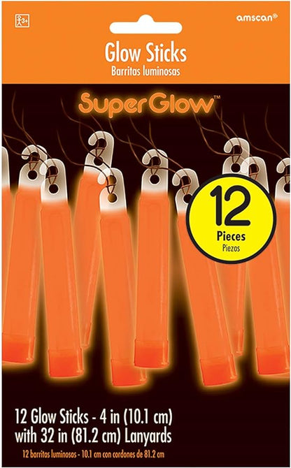 Light Up the Night Orange Glow Stick Value Pack - 4'' (12 Pieces) - Perfect for Parties, Camping & Emergencies