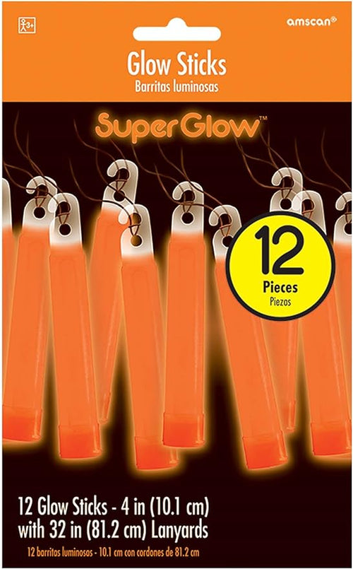 Light Up the Night Orange Glow Stick Value Pack - 4'' (12 Pieces) - Perfect for Parties, Camping & Emergencies