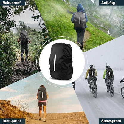 LAMA 2 Pack Waterproof Rain Cover for Backpack, Reflective Rucksack Rain Cover for Anti-dust/Anti-Theft/Bicycling/Hiking/Camping/Traveling/Outdoor Activities (Black, XL)