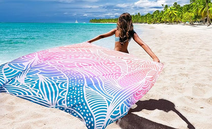 Beach Blanket Waterproof Sandproof Beach Mat 79" X 83" /10'x9'for 2-8 Adults Quick Drying Outdoor Picnic Mat Beach Accessories for Travel, Camping, Hiking