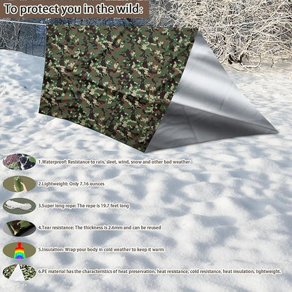 Ultralight Survival Tent 2 Person Emergency Shelter Outdoor Thick Emergency Blankets Nylon Stuff Sack Tube Tent Survival Tarp Camping & Outdoor Survival Kits for Camping Hiking Car Use