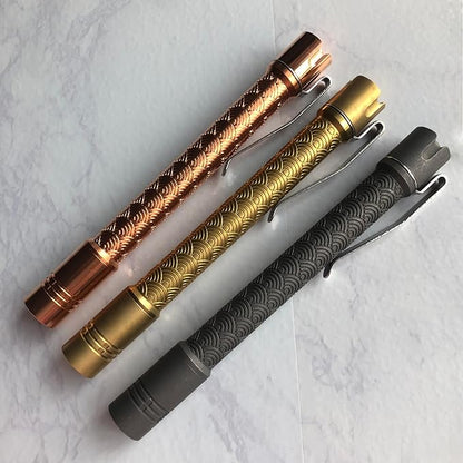 Penlight Pineapple led Flashlight, Nichia 519a R9080 4000K 10880/AAA Small Flashlight by Reylight for Outdoor, Power Outage Lighting, Emergency Lighting (Titanium)