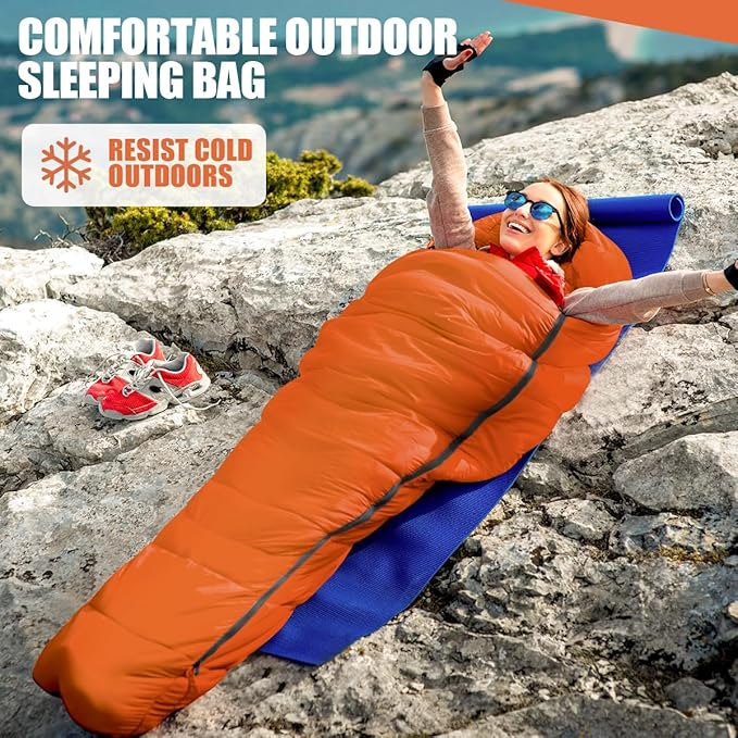 OBTANIM Sleeping Bags Portable Waterproof Camping Sleeping Bag for Adults Kids 4 Seasons Cold Weather or Warm Backpacking Hiking Mountaineering Indoor Outdoor Use