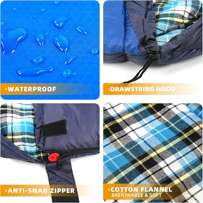 Cotton Flannel Liner Sleeping Bag for Adults Teens Kids, Cold Weather & Warm, 3 Seasons, Lightweight Compact Camping Essentials Equipment, Hiking, Outdoor, Travel