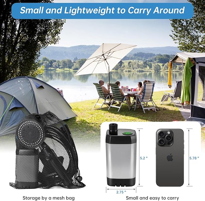 AlpsWolf Portable Shower for Camping, 6000mAh Rechargeable Camping Shower with Digital Power & Temperature Display, Portable Shower for Camping, Beach, Hiking, Outdoor Travelling, Pet Cleaning