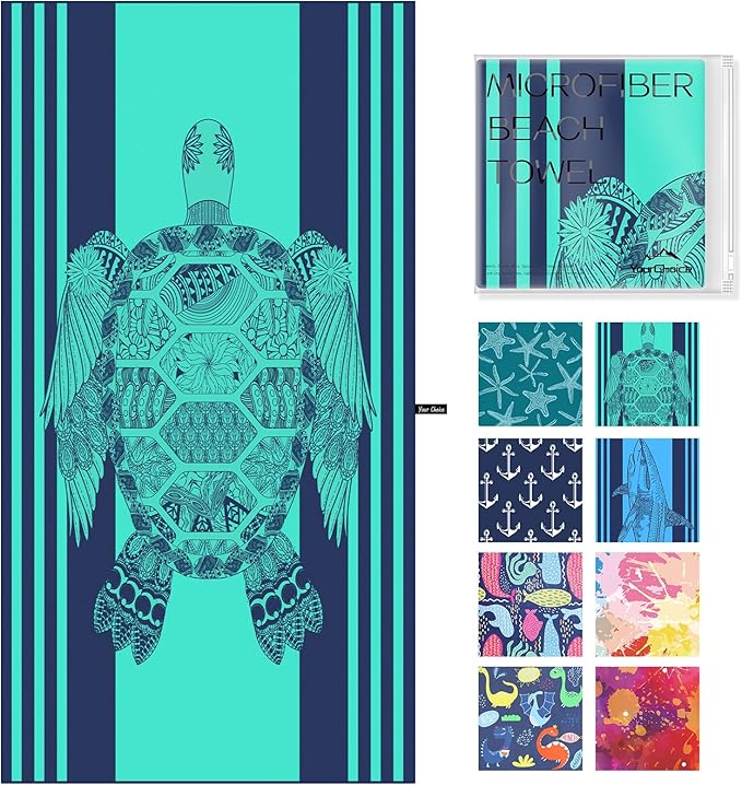 Your Choice Microfiber Beach Towels, Sand Free Beach Towel, Quick Dry Beach Towel, Extra Large Beach Towels for Adults, Kids (67x35 Inch, 60x30 Inch), Travel Towel, Camping Towel