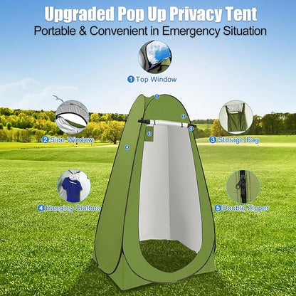 BLIKA Portable Retractable Toilet Kit for Adults, Pop Up Privacy Tent, Washable Foldable Portable Camp Toilet 300 Pounds, Instant Portable Outdoor Shower Tent Camp Toilet Changing Dressing Room