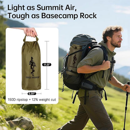 FREE SOLDIER Camping Tarp Waterproof Portable Multifunctional Outdoor Camping Traveling Awning Backpacking Shelter Rain Tarp (Brown 13×13ft)