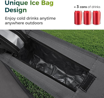 ALPHA CAMP Folding Camping Chairs for Adults Lawn Chairs Outdoor Chairs Support 250 LBS Portable Camp Chairs with Cup Holders Cooler Pouch for Outdoor, 2 Pack (Gray)
