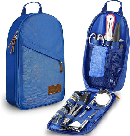 Camp Kitchen Cooking Utensil Set Travel Organizer Grill Accessories Portable Compact Gear for Backpacking BBQ Camping Hiking Travel Cookware Kit Water Resistant Case