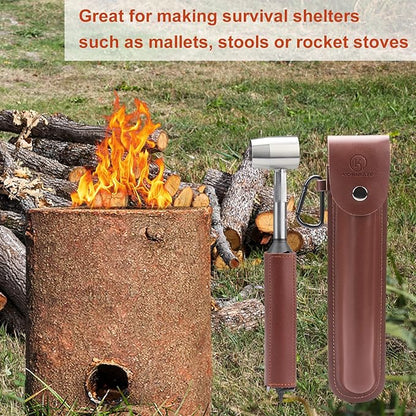 Kosibate Bushcraft Gear, Hand Auger Wrench for Easy Wood Drilling - Settlers Wrench and Bushcraft Tools Perfect for Camping and Woodworking Tasks-Scotch Eye Wood Drill with Leather Case Brown.