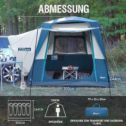 Portal 5-Person SUV Tent with Porch, 2-in-1 Car Camping Tent, Water-Resistant & Windproof, Trunk Tent with 2 Doors for Travel & Outdoor Adventures