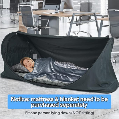 Eighteentek Bed Canopy Office Bed Tents Dream Tents Privacy Space Office Sleeping Tents Indoor One Person Lay Down NOT Sitting Pop Up Portable Frame Curtains Breathable Cottage Grey 79" Lx28 Wx28 H