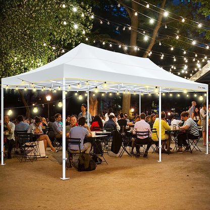 HOTEEL 13x26 Pop up Canopy Tent for Parties, Heavy Duty Easy Setup Tent with 6 Sidewalls, Outdoor Commercial Instant Gazebo for Wedding Event, with Roller Bag & Sand Bags, White(Hexagonal Frame)