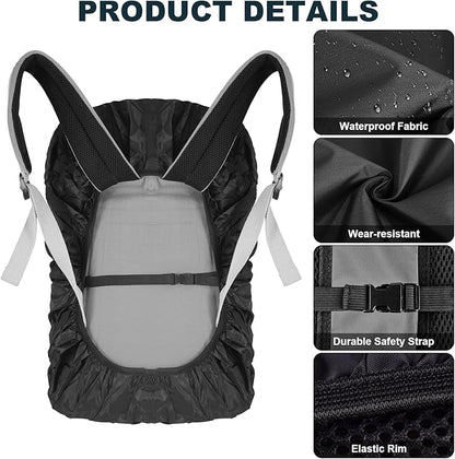 LAMA 2 Pack Waterproof Rain Cover for Backpack, Reflective Rucksack Rain Cover for Anti-dust/Anti-Theft/Bicycling/Hiking/Camping/Traveling/Outdoor Activities (Black, XL)