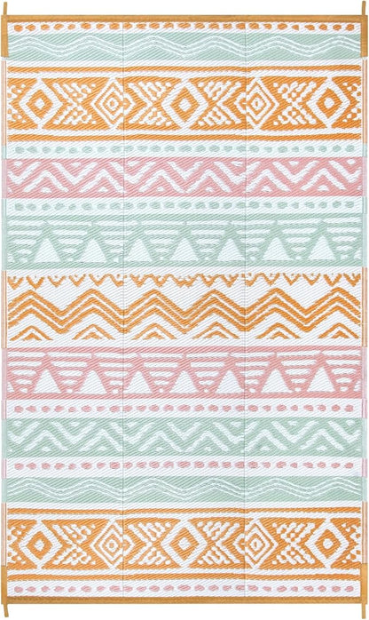 Lahome Outdoor Rug Waterproof, 5x8ft Reversible Outdoor Plastic Straw Rug for Camping Patio, RV Outdoor Rugs Outside, Outdoor Carpet for Porch Deck Backyard Balcony Picnic(Pink/Orange,5'x 8')