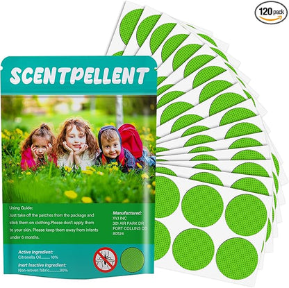 120 Pack Mosquito Patches - Deet Free Natural Citronella Mosquito Stickers for Toddlers Kids & Adults, Insect Patch for Indoor Outdoor Traveling Camping Hiking