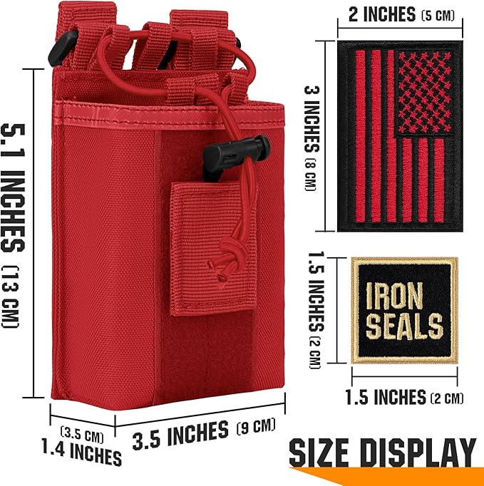 IronSeals 2 Pack Tactical Molle Adjustable Interphone Storage Bag Outdoor Sports Radio Pouch for Two Ways Walkie-talkie