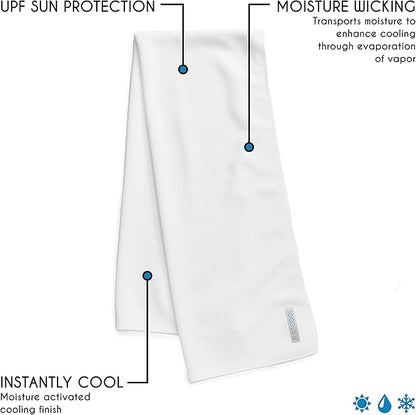 BUILTCOOL Adult Cooling Towel - Men & Women Chilly, Lightweight, Soft, Neck and Face Cooling Towel for Sport, Camping, Hunting, One Size, White, 3 Pack